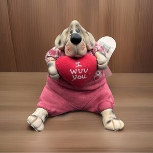 Russ Berrie K Kelly Critter Factory Resin  Bean Bag Dog Shelf Sitter I Wuv You